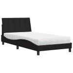 vidaXL Pat cu saltea, negru, 100x200 cm, textil