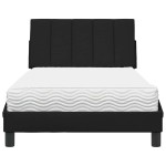 vidaXL Pat cu saltea, negru, 100x200 cm, textil