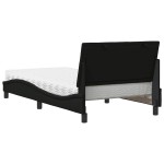 vidaXL Pat cu saltea, negru, 100x200 cm, textil