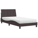 vidaXL Pat cu saltea, maro închis, 100x200 cm, textil vidaXL Pat cu saltea, maro închis, 100x200 cm, textil