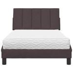 vidaXL Pat cu saltea, maro închis, 100x200 cm, textil vidaXL Pat cu saltea, maro închis, 100x200 cm, textil
