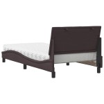 vidaXL Pat cu saltea, maro închis, 100x200 cm, textil vidaXL Pat cu saltea, maro închis, 100x200 cm, textil