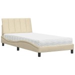 vidaXL Pat cu saltea, crem, 100x200 cm, textil
