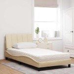 vidaXL Pat cu saltea, crem, 100x200 cm, textil