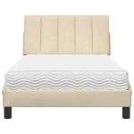vidaXL Pat cu saltea, crem, 100x200 cm, textil
