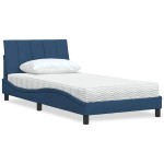 vidaXL Pat cu saltea, albastru, 100x200 cm, textil