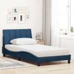 vidaXL Pat cu saltea, albastru, 100x200 cm, textil