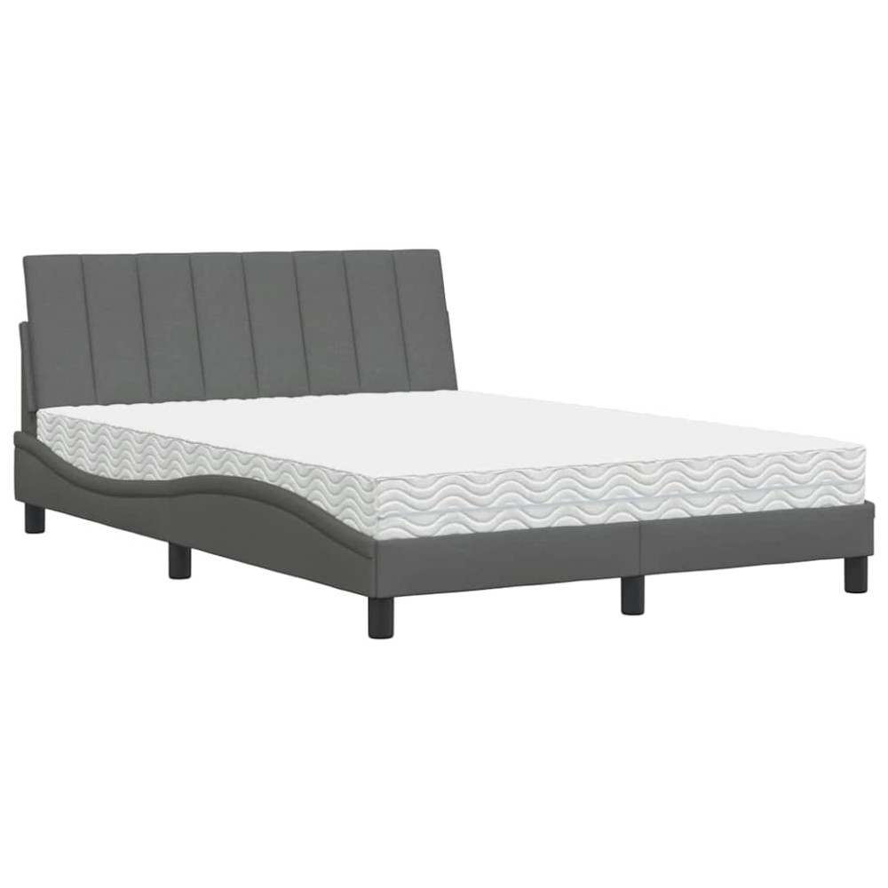 vidaXL Pat cu saltea, gri închis, 120x200 cm, textil