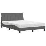 vidaXL Pat cu saltea, gri închis, 120x200 cm, textil