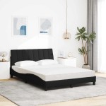 vidaXL Pat cu saltea, negru, 120x200 cm, textil