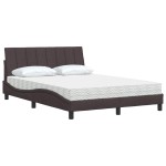 vidaXL Pat cu saltea, maro închis, 120x200 cm, textil vidaXL Pat cu saltea, maro închis, 120x200 cm, textil
