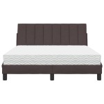 vidaXL Pat cu saltea, maro închis, 120x200 cm, textil vidaXL Pat cu saltea, maro închis, 120x200 cm, textil