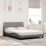 vidaXL Pat cu saltea, gri taupe, 120x200 cm, textil