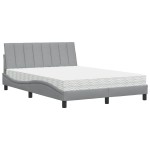 vidaXL Pat cu saltea, gri deschis, 140x190 cm, textil