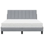 vidaXL Pat cu saltea, gri deschis, 140x190 cm, textil