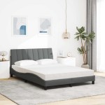 vidaXL Pat cu saltea, gri închis, 140x190 cm, textil
