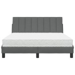 vidaXL Pat cu saltea, gri închis, 140x190 cm, textil