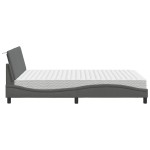 vidaXL Pat cu saltea, gri închis, 140x190 cm, textil