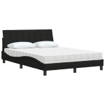 vidaXL Pat cu saltea, negru, 140x190 cm, textil
