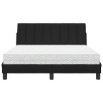 vidaXL Pat cu saltea, negru, 140x190 cm, textil