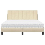 vidaXL Pat cu saltea, crem, 140x200 cm, textil vidaXL Pat cu saltea, crem, 140x200 cm, textil