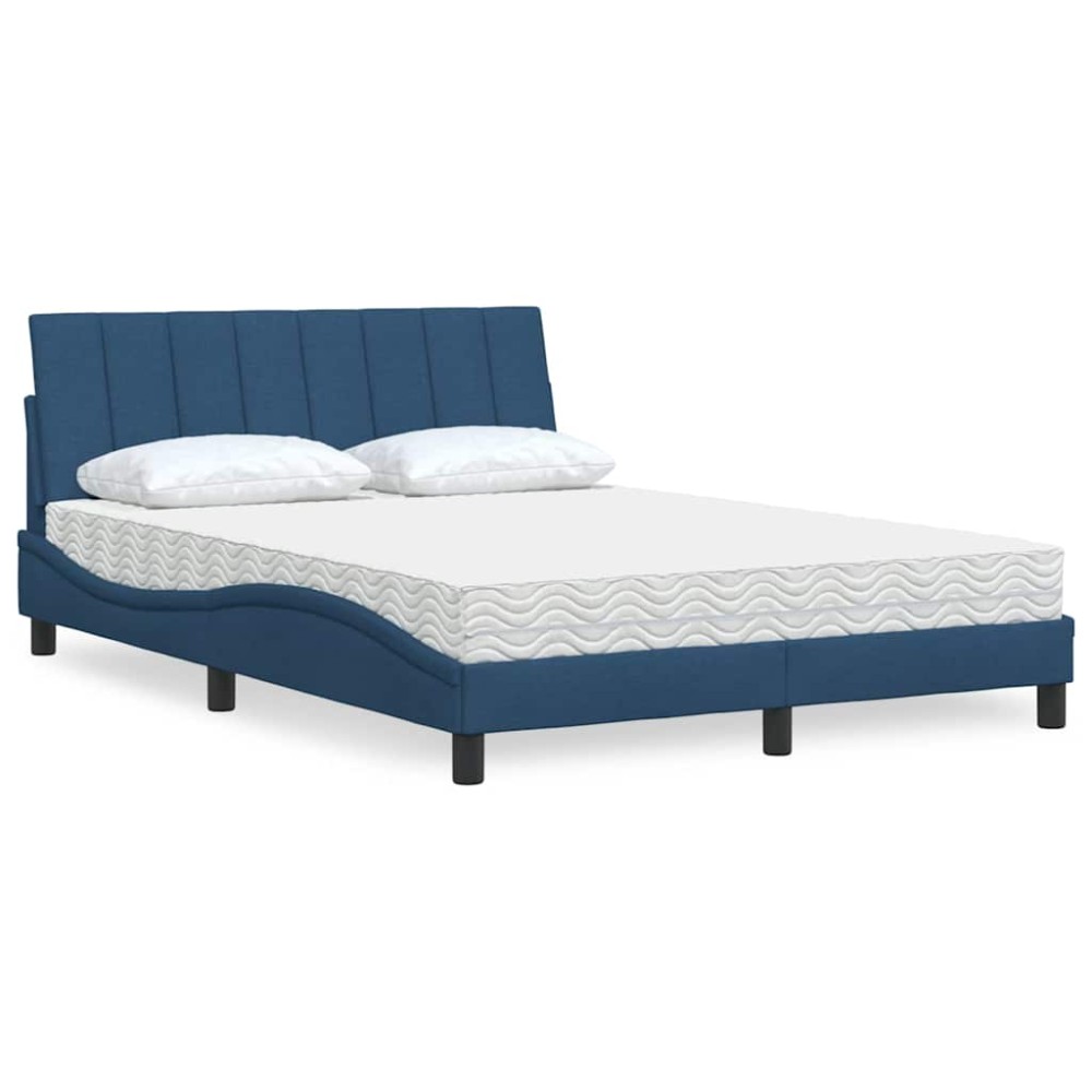 vidaXL Pat cu saltea, albastru, 140x200 cm, textil