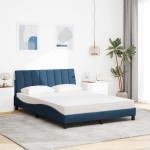 vidaXL Pat cu saltea, albastru, 140x200 cm, textil
