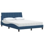 vidaXL Pat cu saltea, albastru, 140x200 cm, textil
