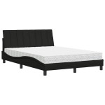 vidaXL Pat cu saltea, negru, 140x200 cm, textil