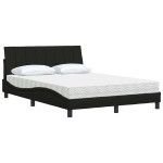 vidaXL Pat cu saltea, negru, 140x200 cm, textil