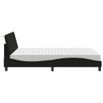 vidaXL Pat cu saltea, negru, 140x200 cm, textil