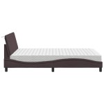 vidaXL Pat cu saltea, maro închis, 140x200 cm, textil vidaXL Pat cu saltea, maro închis, 140x200 cm, textil