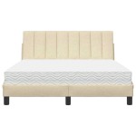 vidaXL Pat cu saltea, crem, 140x200 cm, material textil vidaXL Pat cu saltea, crem, 140x200 cm, material textil