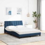 vidaXL Pat cu saltea, albastru, 140x200cm, material textil