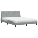 vidaXL Pat cu saltea, gri deschis, 160x200 cm, textil