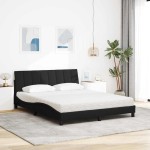 vidaXL Pat cu saltea, negru, 160x200 cm, textil