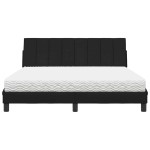 vidaXL Pat cu saltea, negru, 160x200 cm, textil