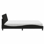 vidaXL Pat cu saltea, negru, 160x200 cm, textil