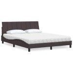 vidaXL Pat cu saltea, maro închis, 160x200 cm, textil vidaXL Pat cu saltea, maro închis, 160x200 cm, textil