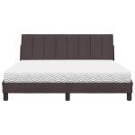 vidaXL Pat cu saltea, maro închis, 160x200 cm, textil vidaXL Pat cu saltea, maro închis, 160x200 cm, textil
