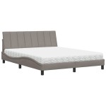vidaXL Pat cu saltea, gri taupe, 160x200 cm material textil