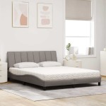 vidaXL Pat cu saltea, gri taupe, 160x200 cm material textil