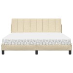 vidaXL Pat cu saltea, crem, 160x200 cm, material textil vidaXL Pat cu saltea, crem, 160x200 cm, material textil