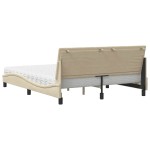 vidaXL Pat cu saltea, crem, 160x200 cm, material textil vidaXL Pat cu saltea, crem, 160x200 cm, material textil