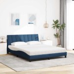 vidaXL Pat cu saltea, albastru, 160x200cm, material textil