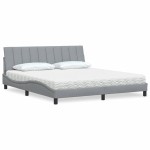 vidaXL Pat cu saltea, Hanko, gri deschis, 180x200 cm, material textil