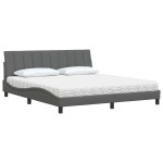 vidaXL Pat cu saltea, gri închis, 180x200 cm, textil
