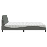 vidaXL Pat cu saltea, gri închis, 180x200 cm, textil