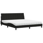 vidaXL Pat cu saltea, negru, 180x200 cm, catifea