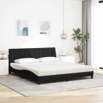 vidaXL Pat cu saltea, negru, 180x200 cm, catifea